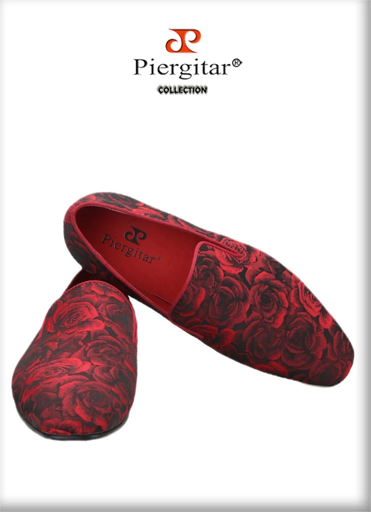 Piergitar Three Dimensional Flower Jacquard Fabric Men's Loafers For Party And Wedding Slip-On Moccasins Handmade In Guang Zhou