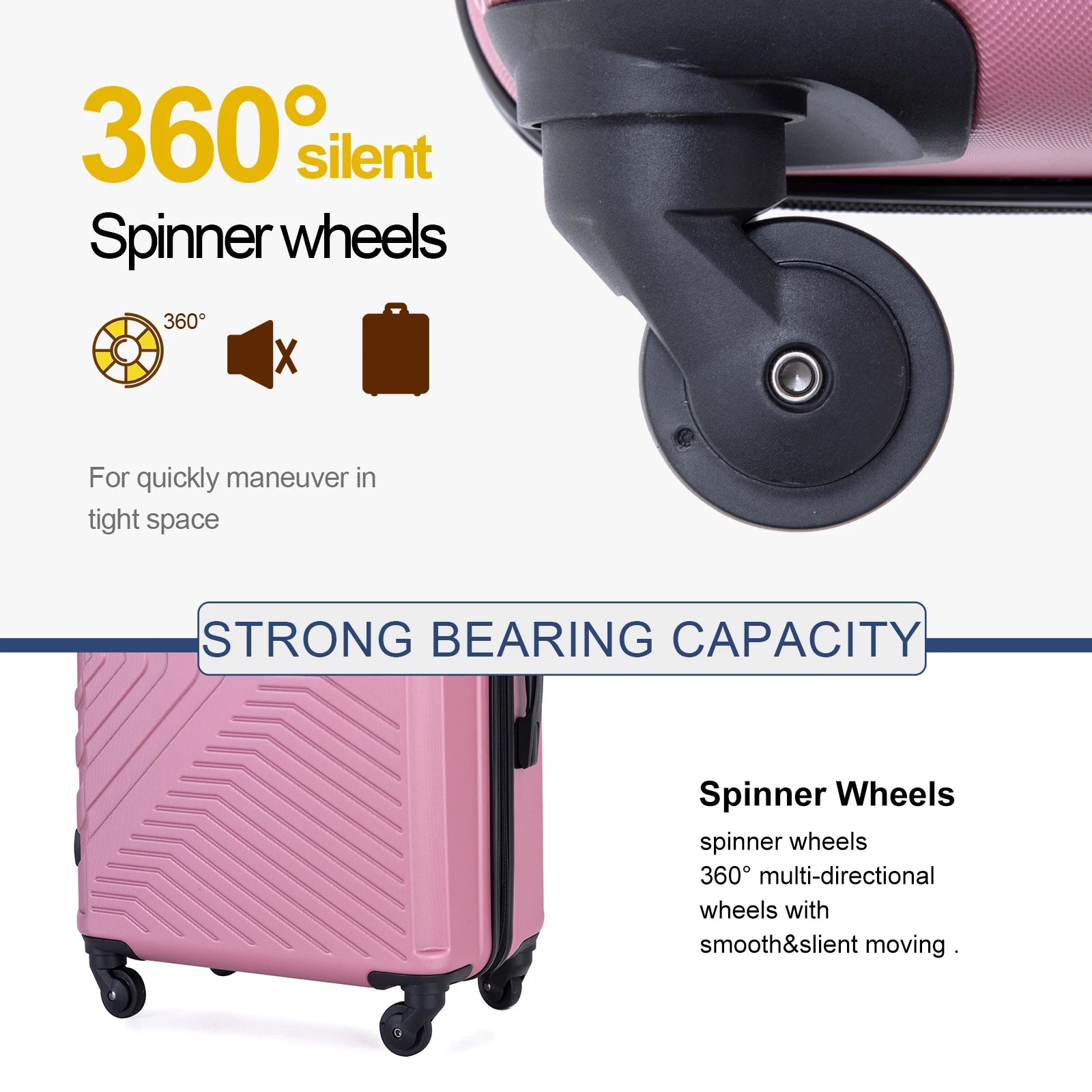 3 Piece Suitcase Set Lock Carry-on (20inch 24inch 28inch)
