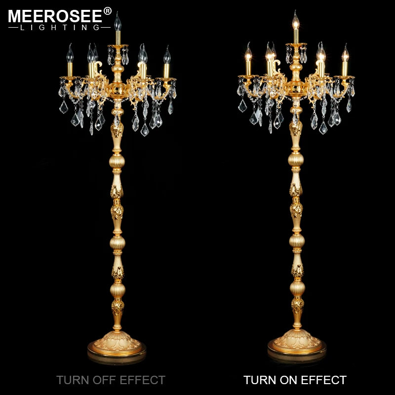 Meerosee Classic 7 Lights Crystal Floor Lamp