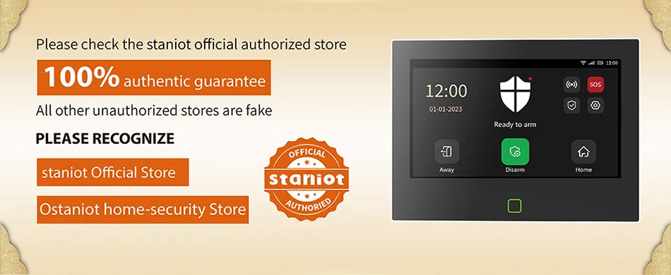 Staniot LoRa Version 7 inch Security Alarm System WiFi 4G Tuya Smart Home Burglar Kit 500m Transmission Distance Built-in Siren