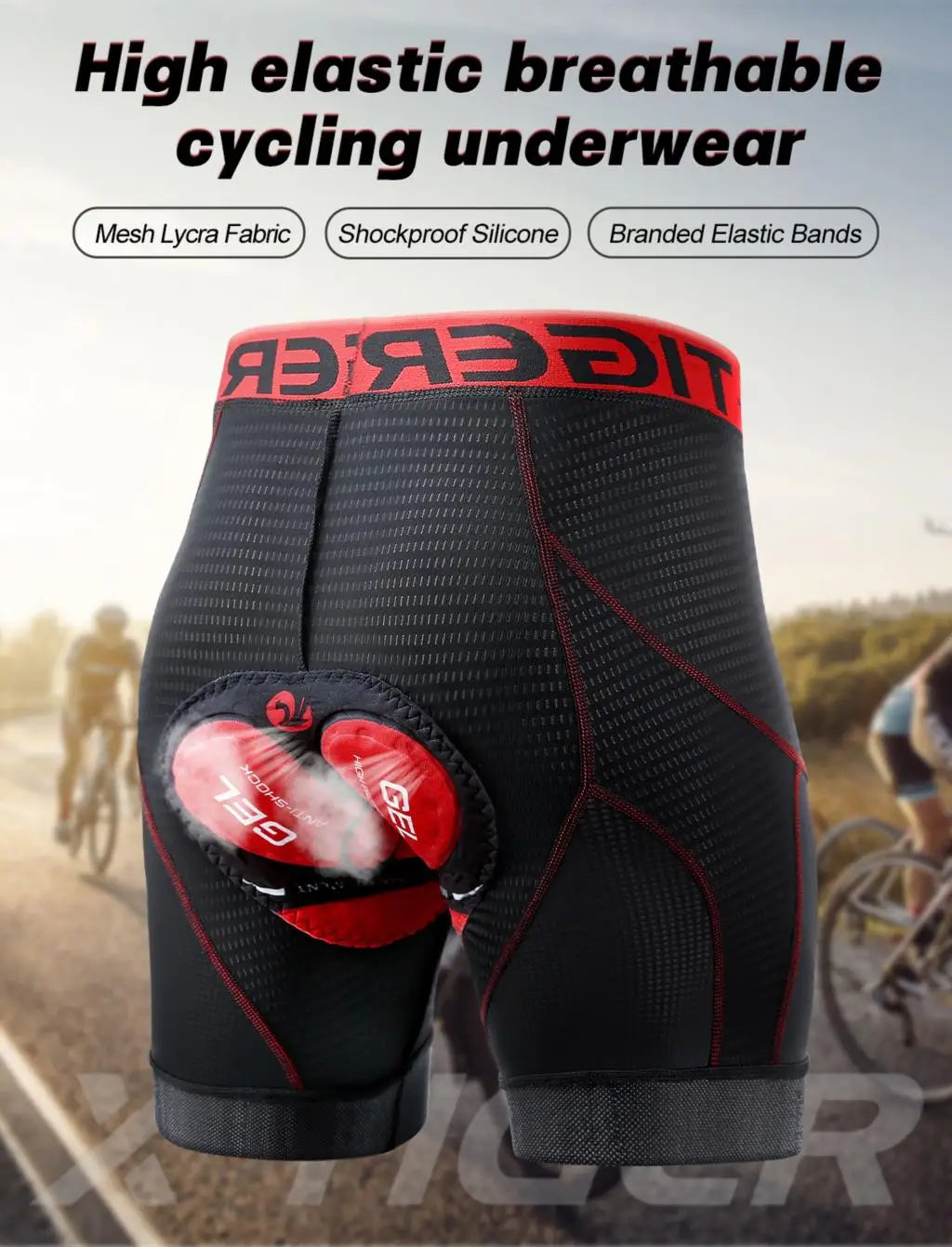 Mesh Cycling Underwear Gel Pad Shockproof MTB Bike Shorts