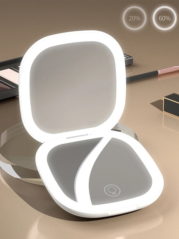 Led Magnifying Small Folding Makeup Mirror