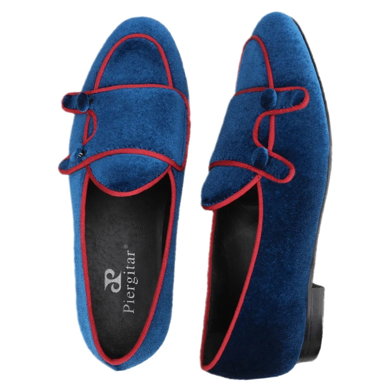 Double Monk Men Velvet Shoes Made Adult Fashion Dress Moccasins Luxury Designer Brand Men Loafers Plus-Size