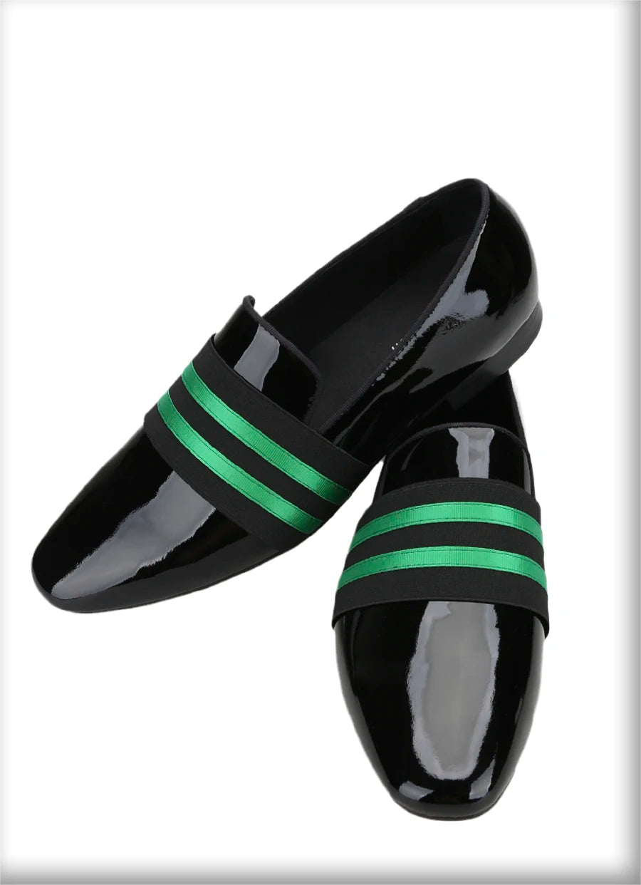 Men's Patent Leather Slip-On Shoes with Patchwork Colour Crossband Comfortable Wear for Fashion Party
