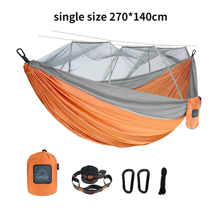 Single and Double Size Nylon Fabric Portable Travel Hammock