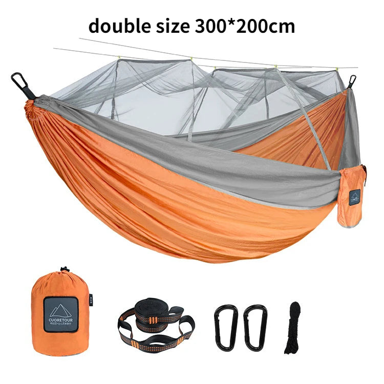 Single and Double Size Nylon Fabric Portable Travel Hammock