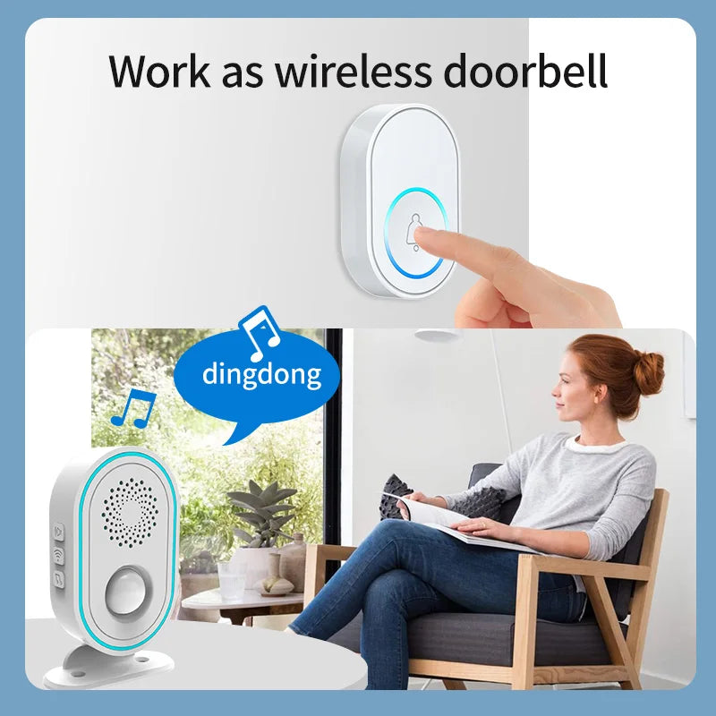 Tuya Wifi Home Security Alarm System Or 433MHz Wireless Receiver Smart Welcome Ding Dong Chime Ringtone PIR Motion Detect Device