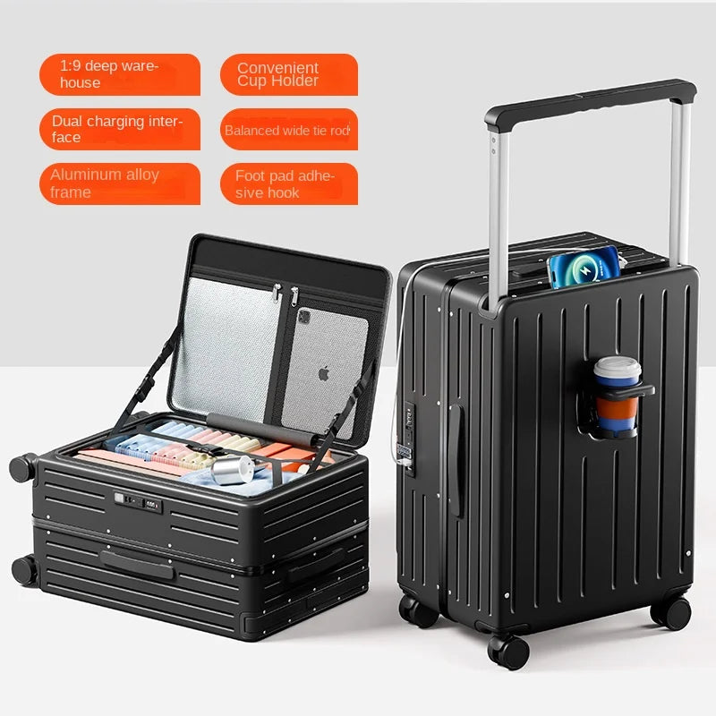 Wide Trolley Carry-on Suitcase
