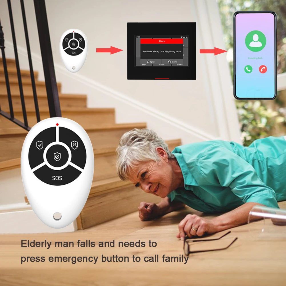 TAIBOAN 433MHz Home Burglar Alarm Host Accessories Wireless Link Smoke Sensor Door Magnetic Water Leak Detector Doorbell RFID