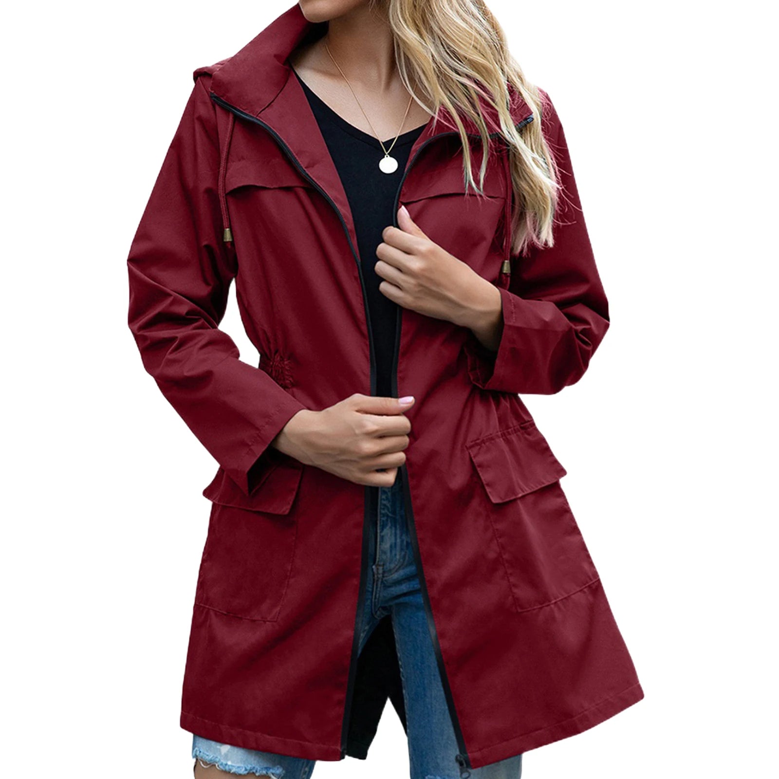 Imcute Women Lightweight Waterproof Rain Jackets Active Outdoor Hooded Windbreaker Raincoat