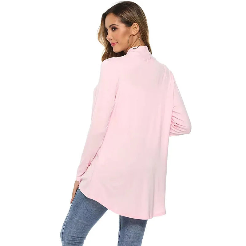 Women's Knitted Cardigan for Spring and Summer Versatile Large Size Cardigan Medium to Long Length Long Sleeve Outcoat