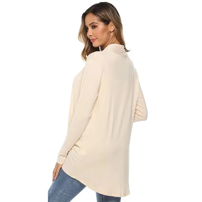 Women's Knitted Cardigan for Spring and Summer Versatile Large Size Cardigan Medium to Long Length Long Sleeve Outcoat