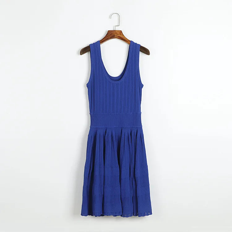 2025 Summer New in Pink Sleeveless Ribbed Knit Bodycon Mini Dress Versatile Work & Casual Outfit
