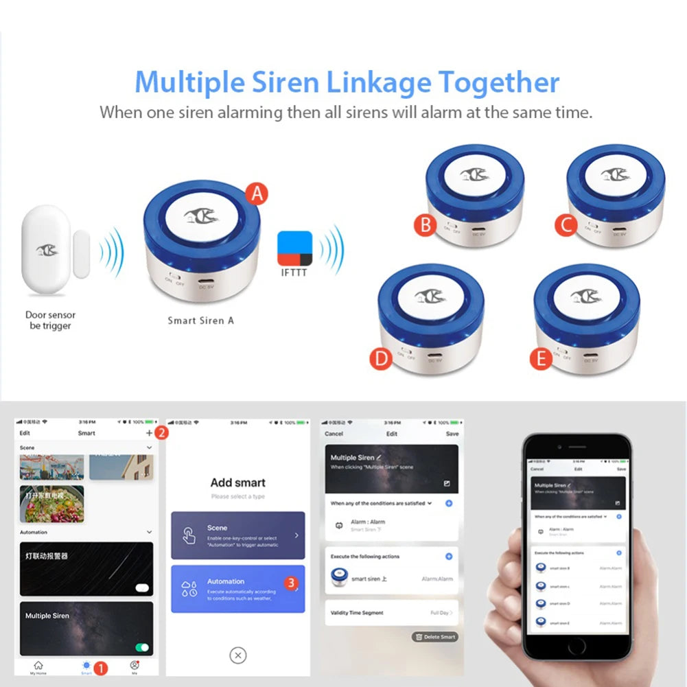 SMARSECUR Tuya Home Security wifi alarm siren for smart life APP WiFi Intruder Burglar System
