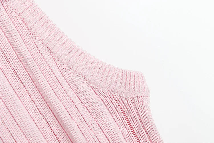 2025 Summer New in Pink Sleeveless Ribbed Knit Bodycon Mini Dress Versatile Work & Casual Outfit