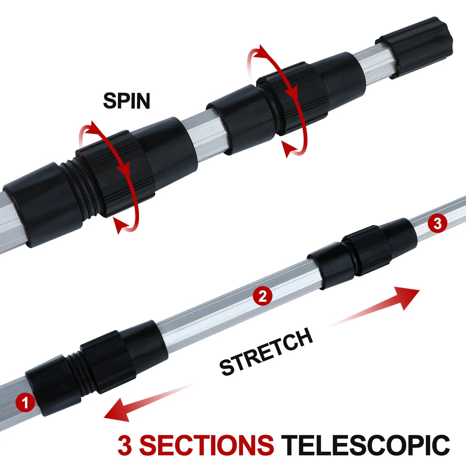 Fishing Net Aluminum Alloy Telescopic Rubber Handle