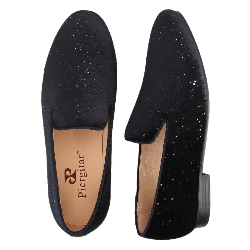 Mens Smoking Slippers with Breathable Leather Insoles and Handmade Sequins for Proms And Parties