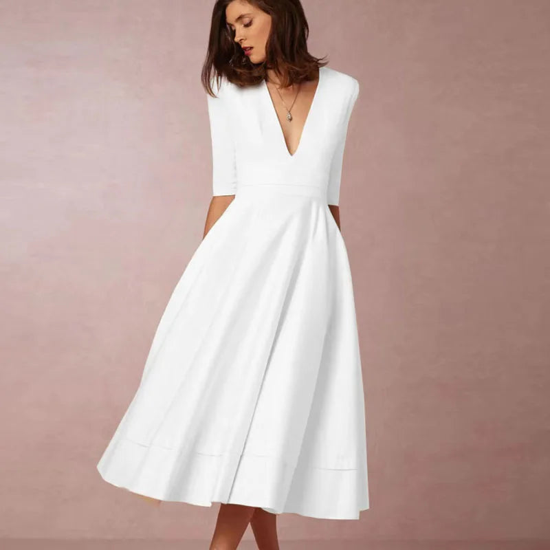V-neck Short Sleeve Dresses for Women.
