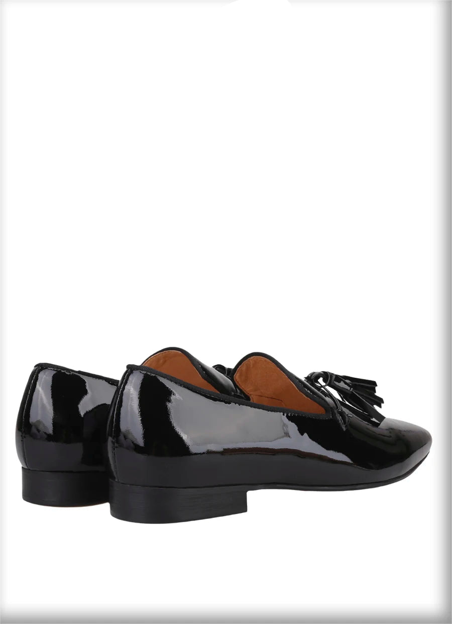 2024 New Model Royal Blue & Black Patent Leather Mens Tassels Shoe for Fashion Party Handmade Slip On Loafers