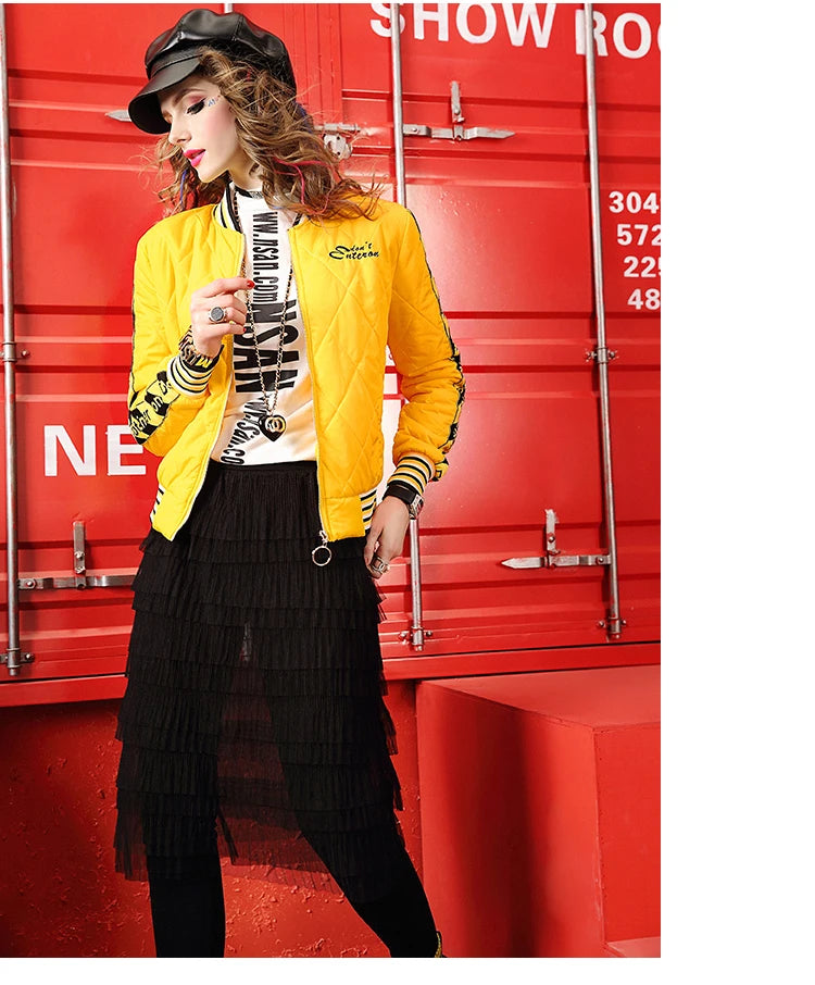 Yellow Winter coat for women short jackets for women Women's Long Sleeve coat Woman clothing Women's top