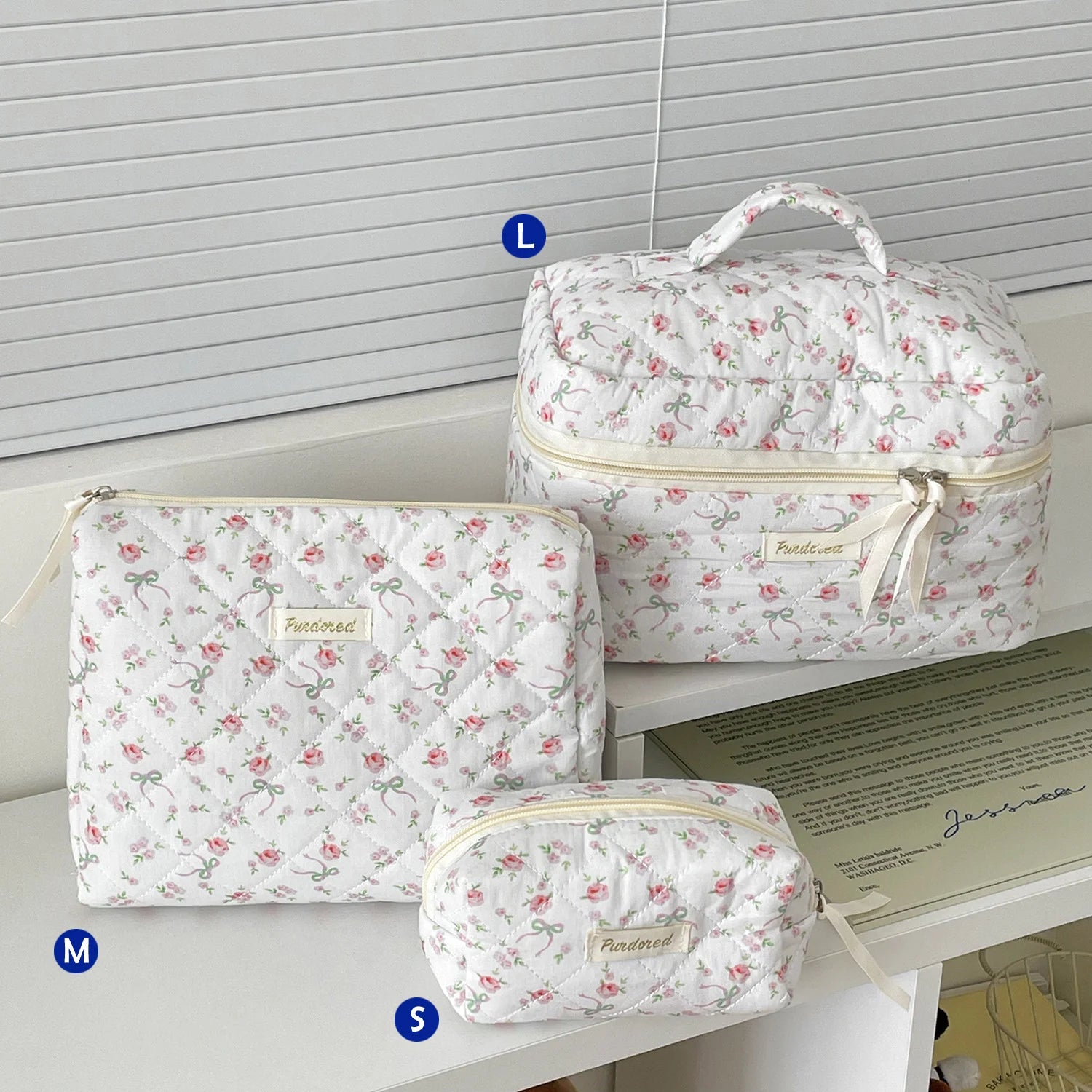 1pcs Quilted Cotton Makeup Bag