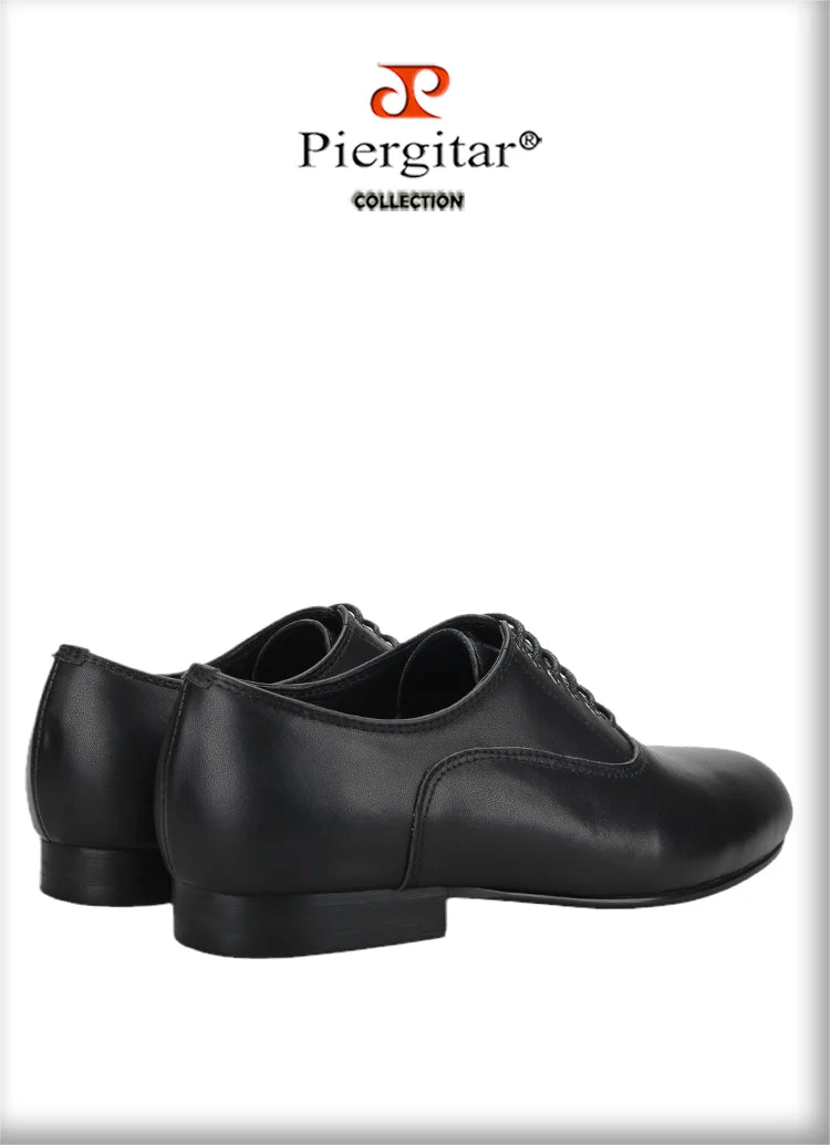 Piergitar 2023 Black And Brown Genuine Leather Men Loafers For Party Handmade Lace-up Men's Formal Shoes Classic Dress Shoe