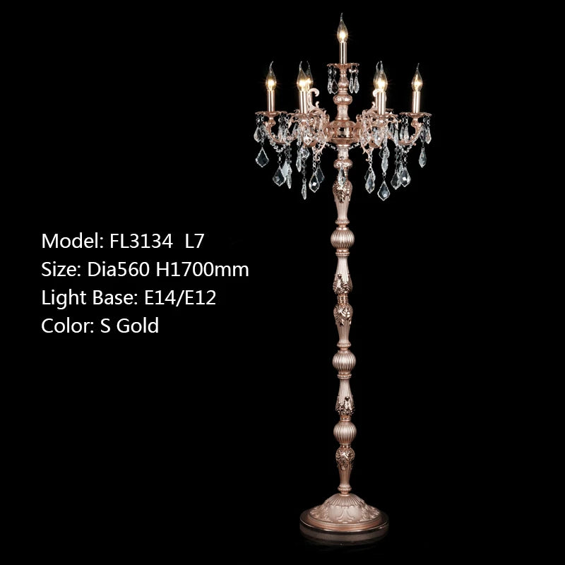 Meerosee Classic 7 Lights Crystal Floor Lamp
