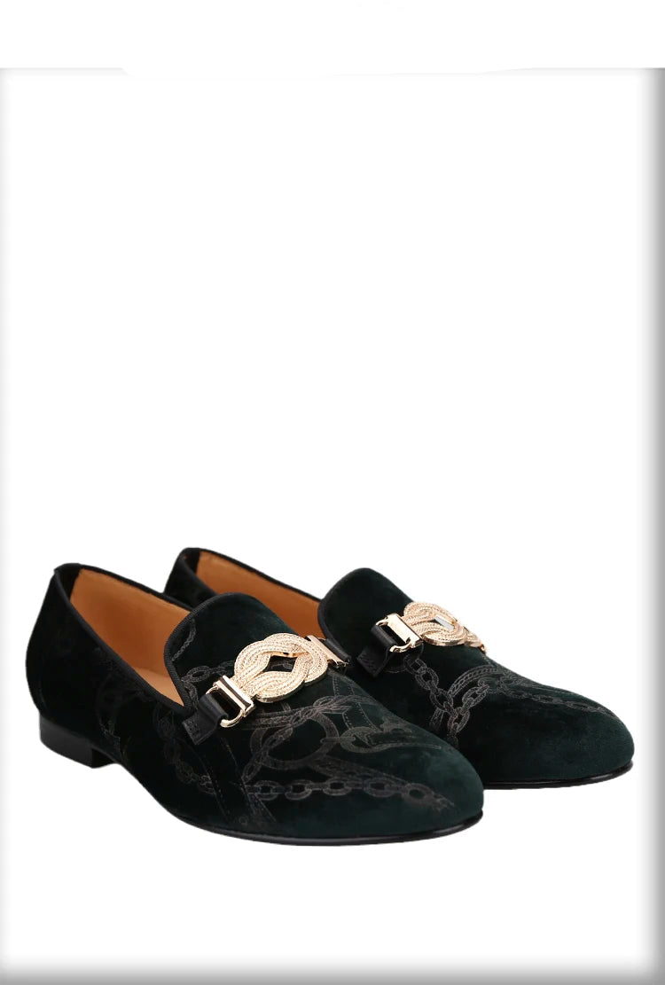 Men's Classic Loafers With Paisley Printing Made By Hand In Court Style