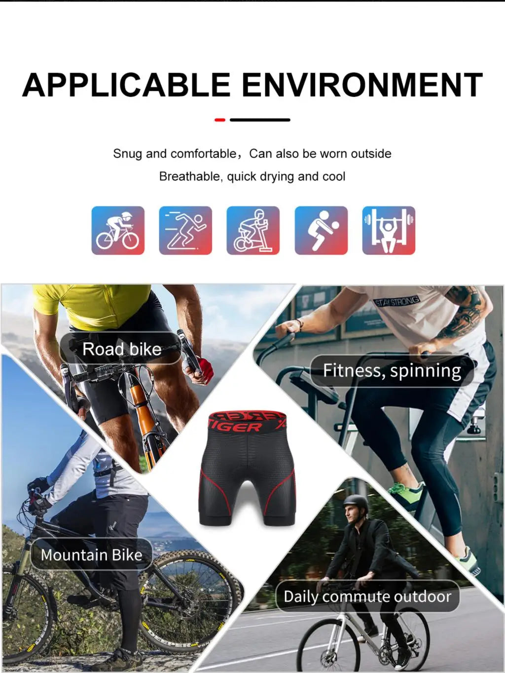 Mesh Cycling Underwear Gel Pad Shockproof MTB Bike Shorts