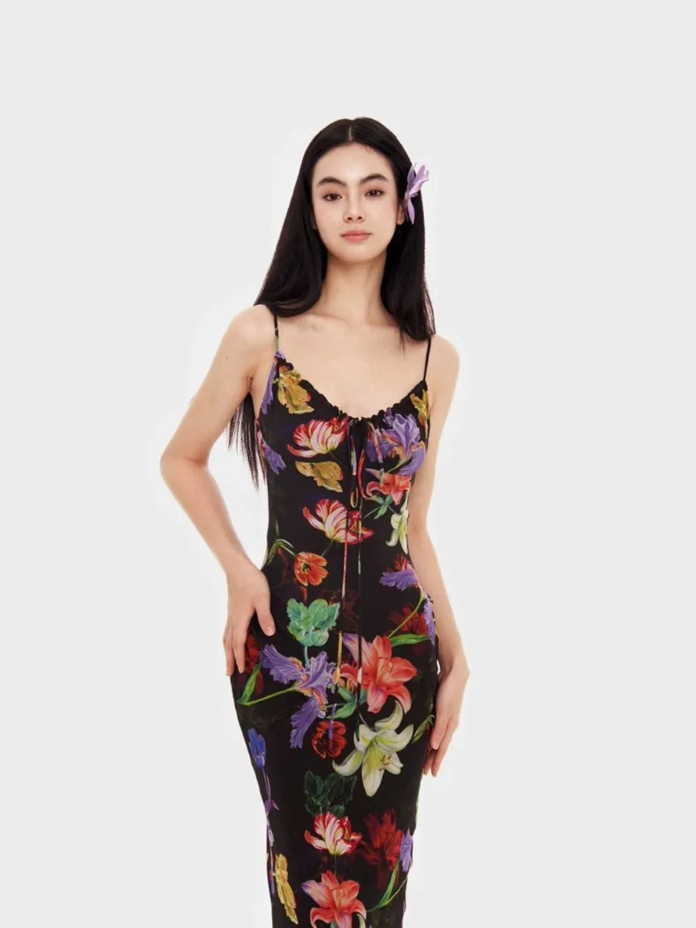 Black Tropical Maxi Dress 2025 Women Sleeveless Bodycon Mesh Dress Jungle Print Backless Evening Dress Dark Flora Aesthetic