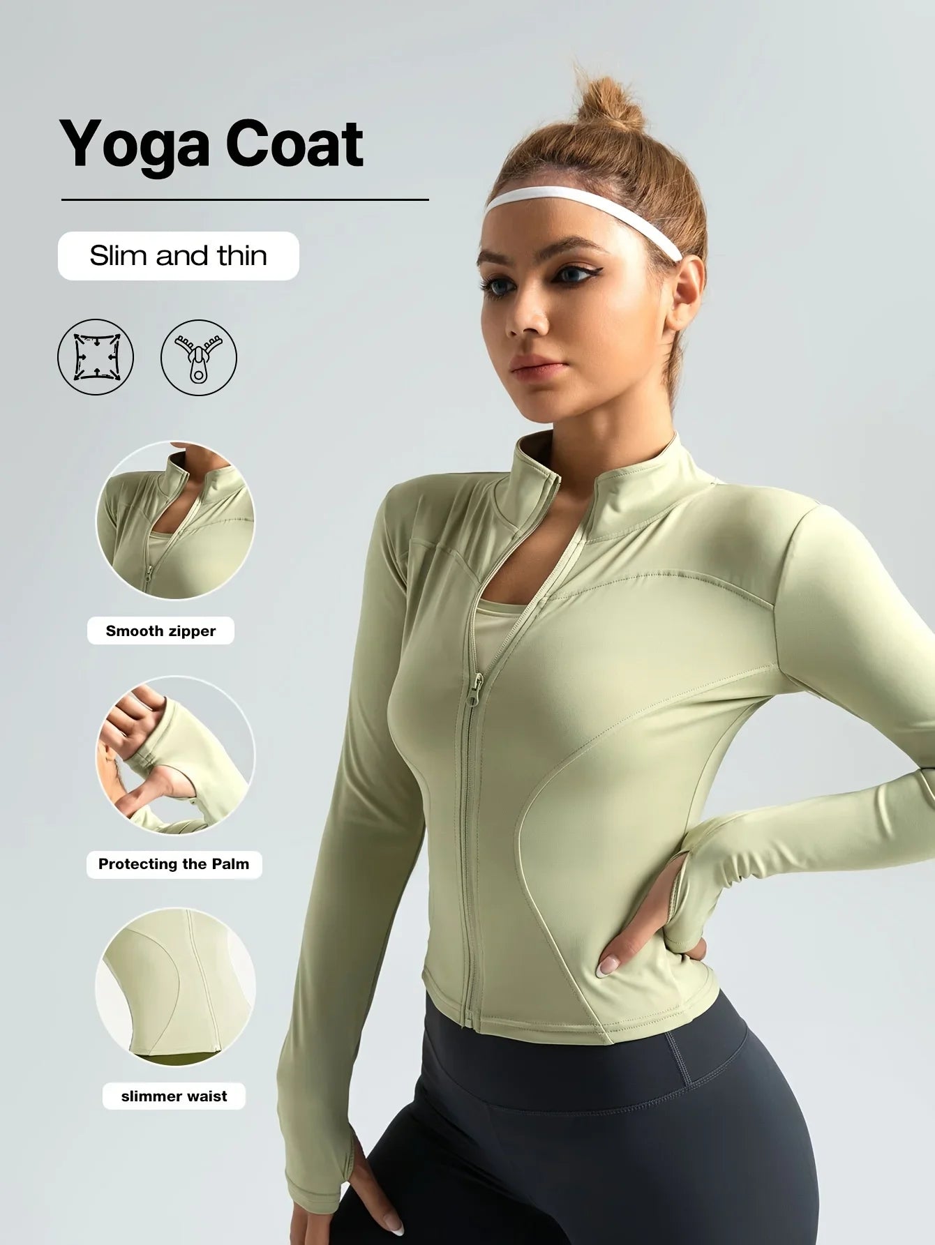 Seamless Sports Outerwear Yoga Coat Cropped Jacket for Gym Running High Waisted Moisture Wicking Workout Top with Coat Women