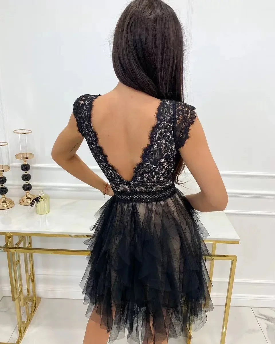 Women's V Neck Lace Dress
