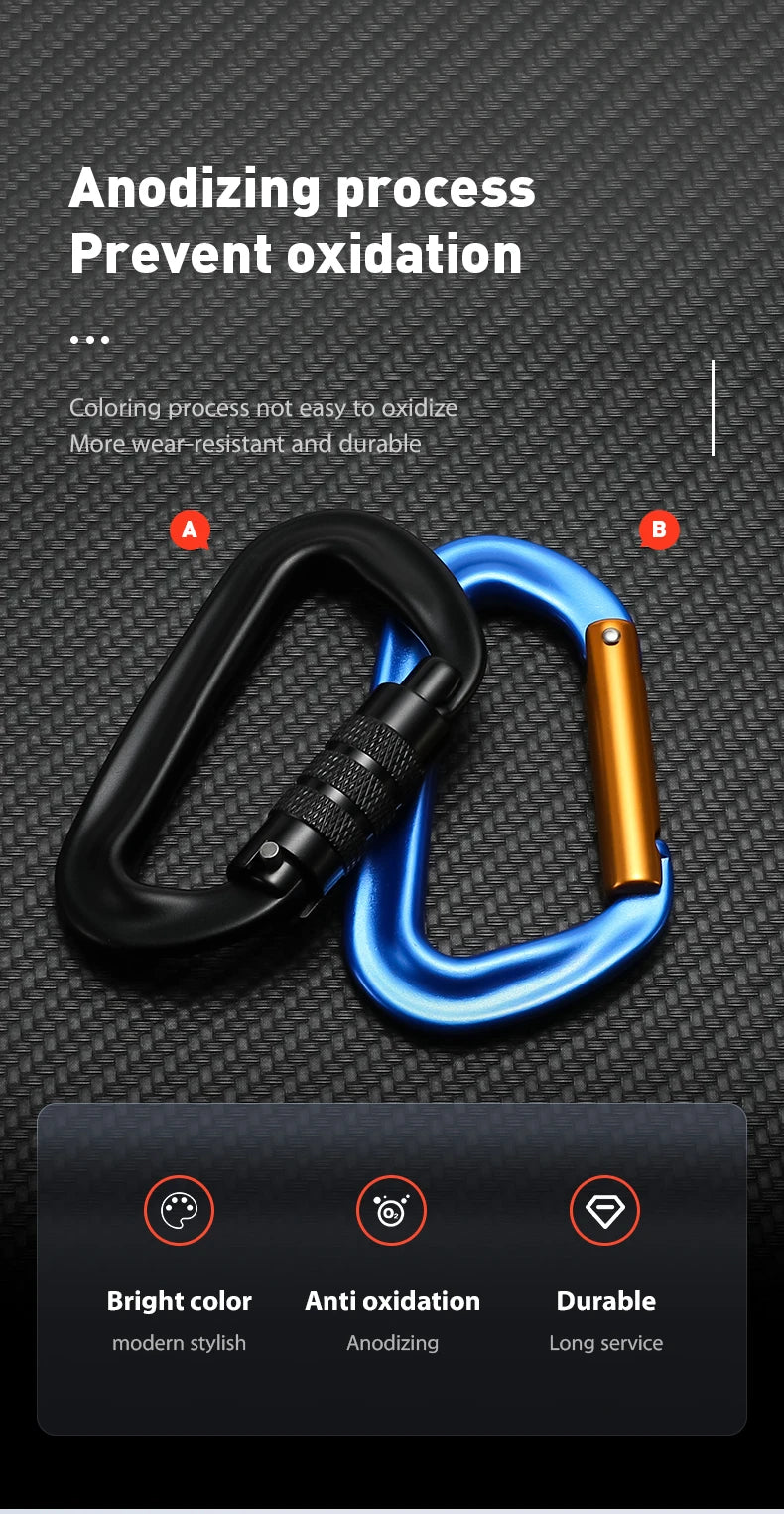 D Shape Safety Carabiner Aluminum Key Hooks