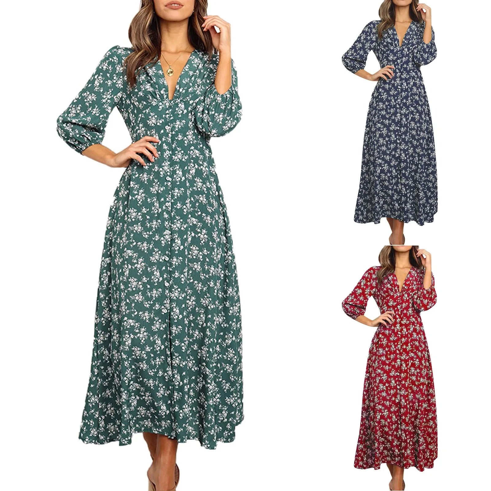 Women's Long Sleeve Floral Maxi Dress