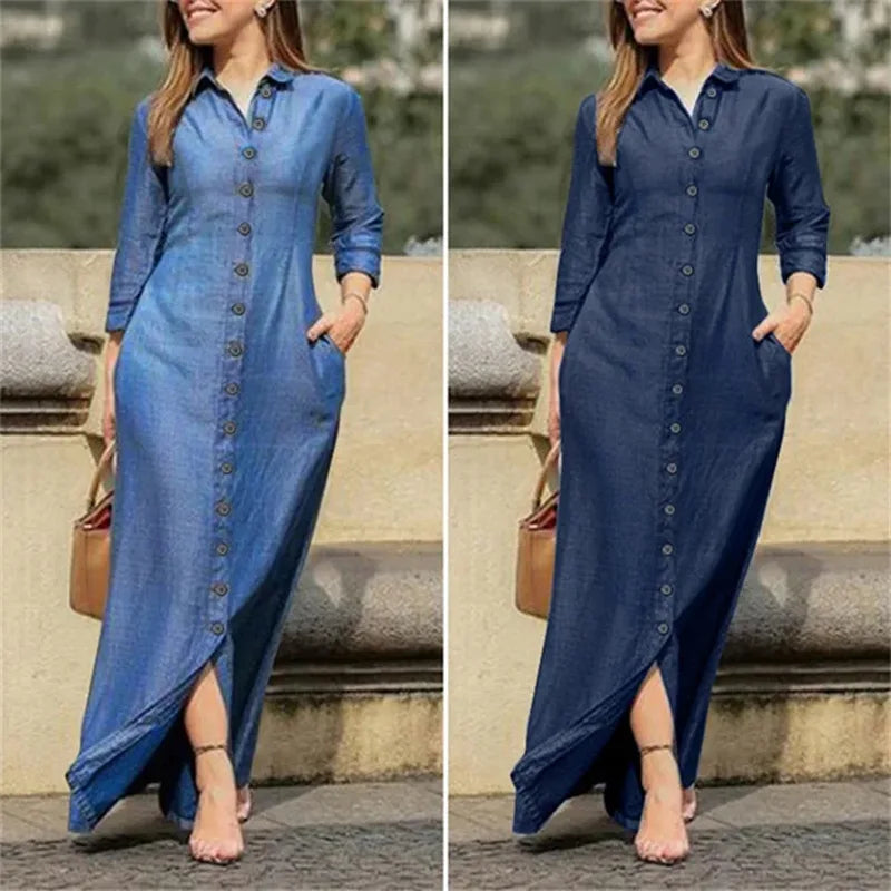 Women's Long Denim Blouse Dress