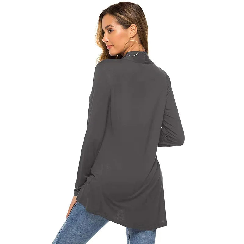Women's Knitted Cardigan for Spring and Summer Versatile Large Size Cardigan Medium to Long Length Long Sleeve Outcoat
