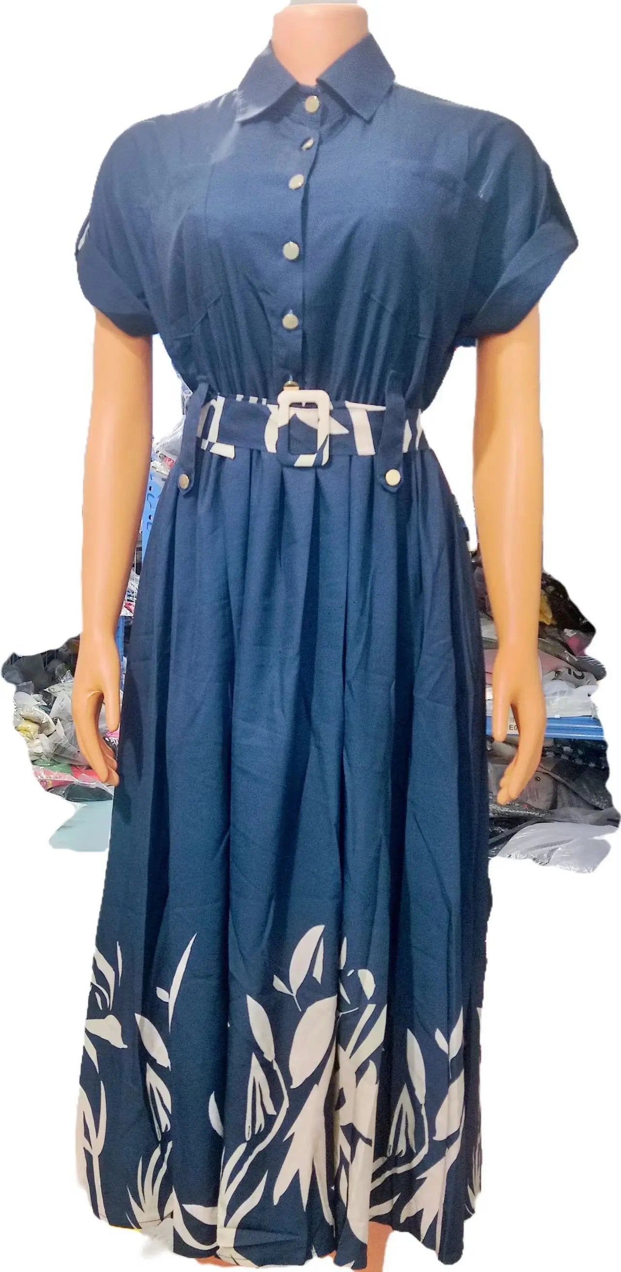 2023 Summer New Casual Commuting Women's Dress Fashion Elegant Commuting Floral Print Ruched Buttoned Shirt Dress Ottd