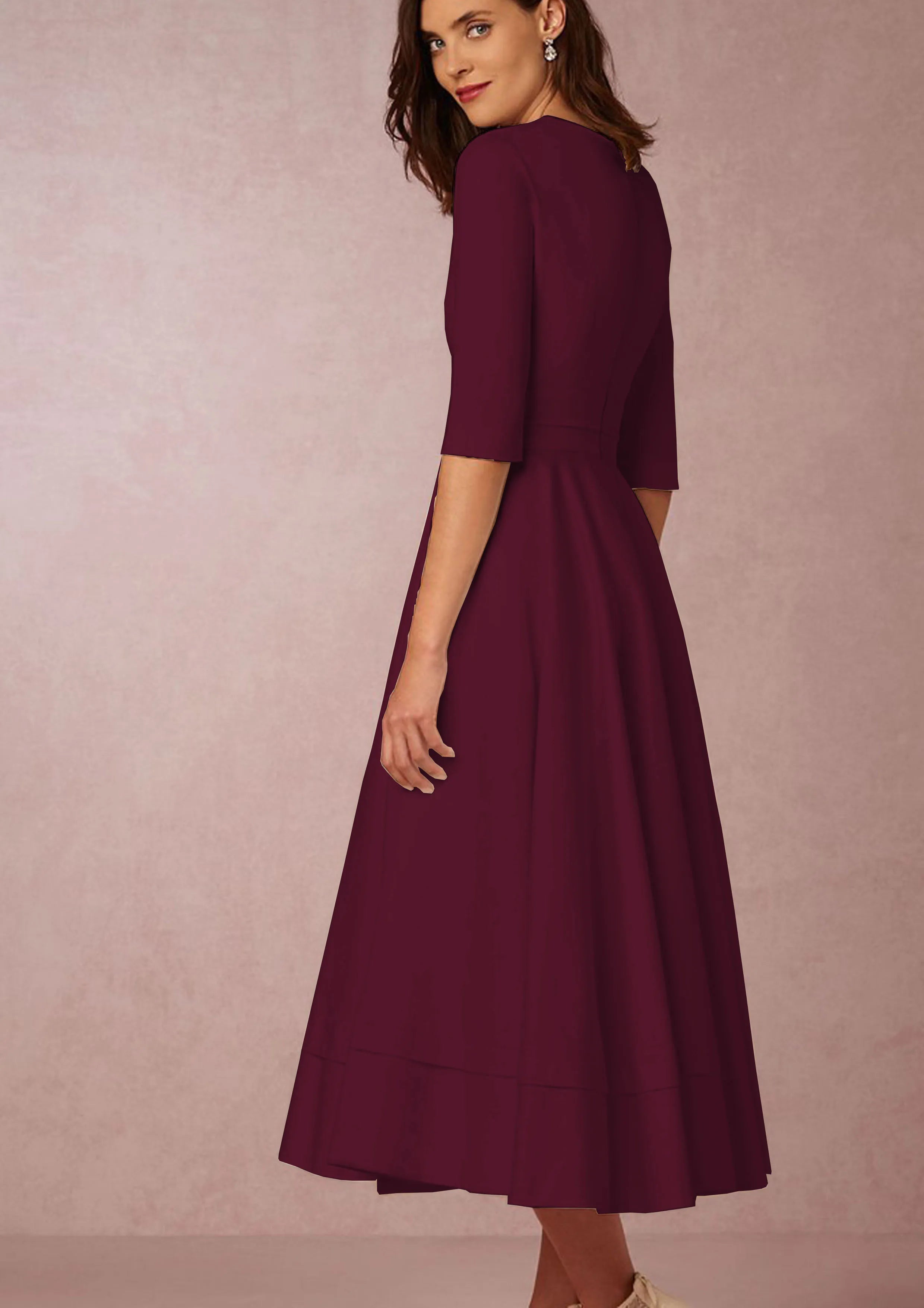 V-neck Short Sleeve Dresses for Women.