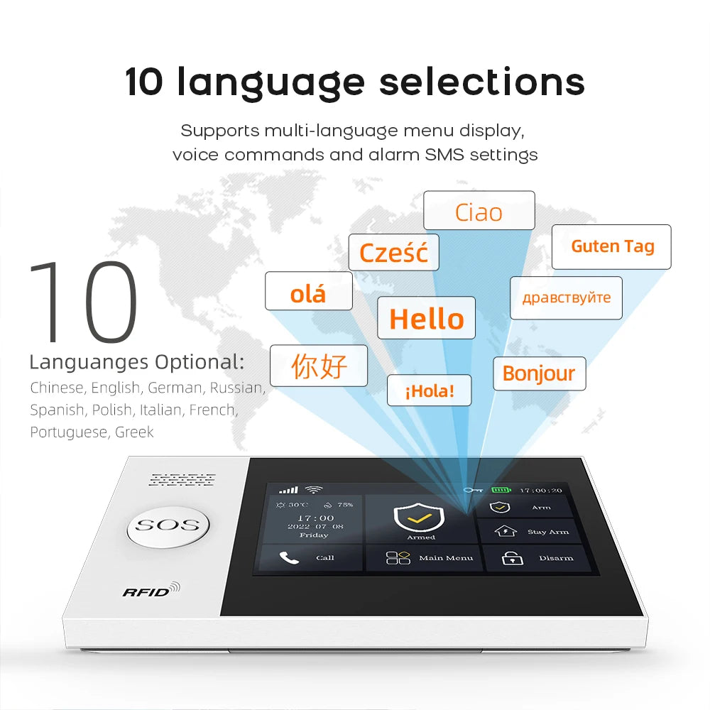 Tuya Smart Life APP Compatible Wireless GSM Alarm System WiFi Burglar Detection Real-Time Alerts for Home Garage Office Shop