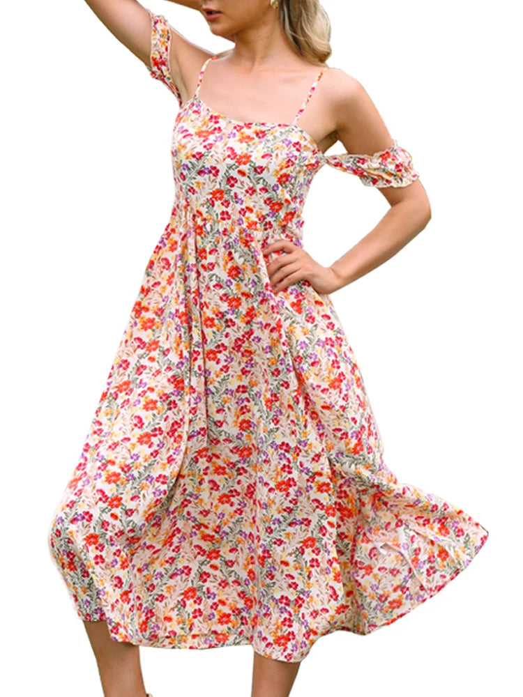 Women's Printed Botanical Floral Dress