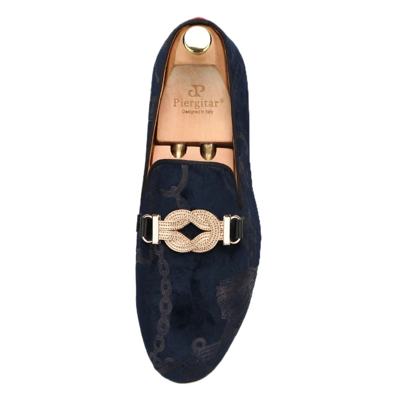 Men's Classic Loafers With Paisley Printing Made By Hand In Court Style