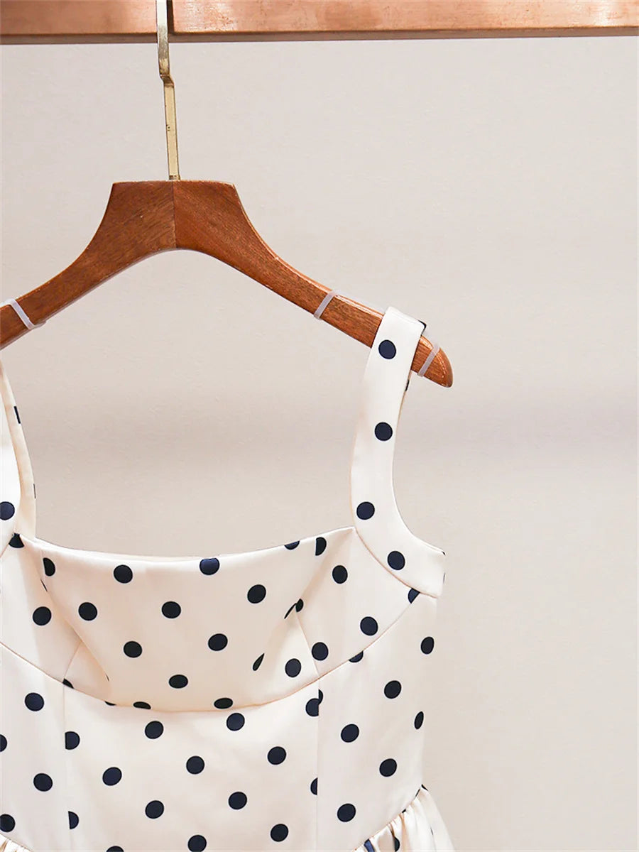 traf 2025 woman suspender skirt satin polka dot print corset sexy ladies dress y2k clothes New high quality party mini skirt bra