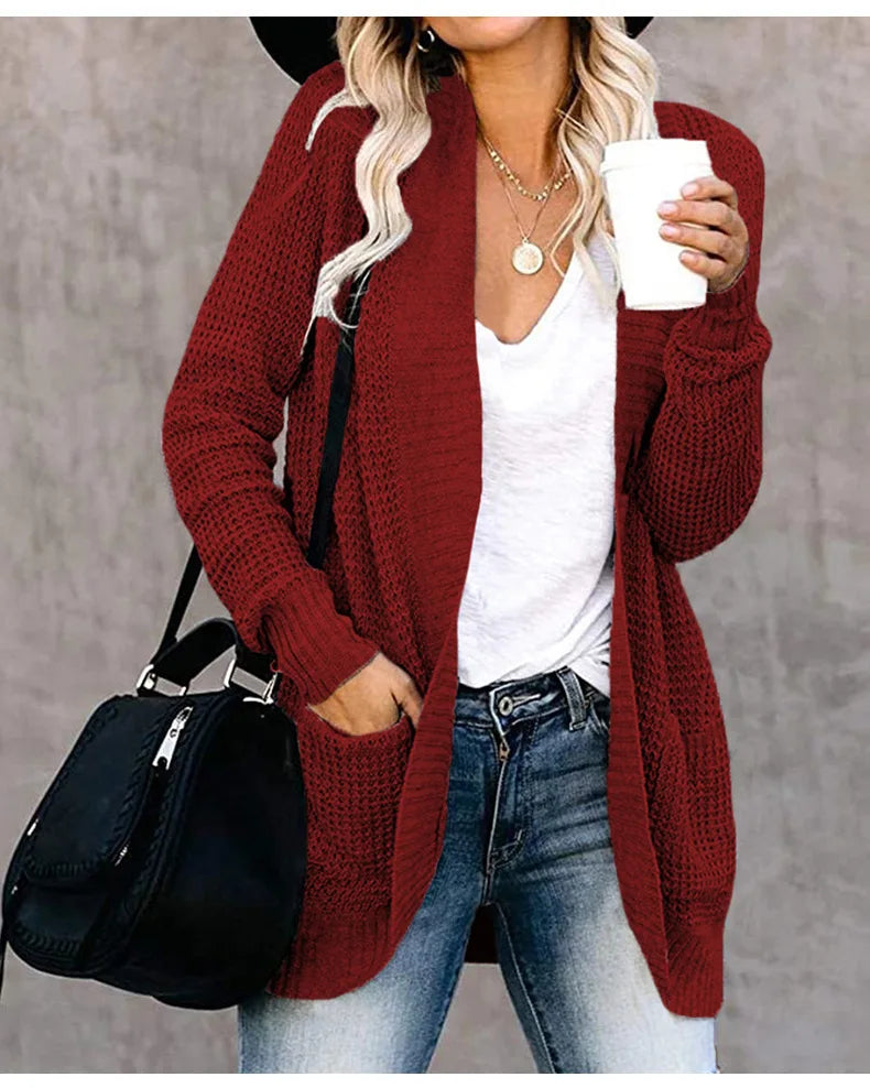 Autumn Long Cardigan Women Jumper Fashion Loose Coat Ladies Knitted Outerwear Ropa Mujer Clothes Woman Sweater Jacket Pull Femme