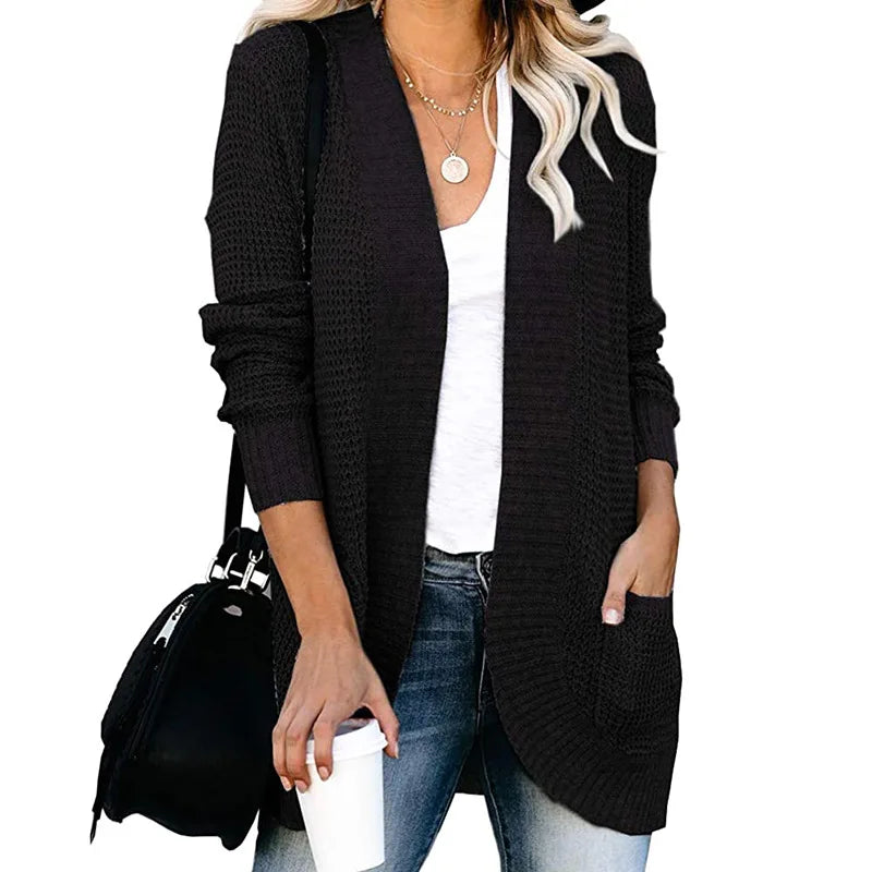 Autumn Long Cardigan Women Jumper Fashion Loose Coat Ladies Knitted Outerwear Ropa Mujer Clothes Woman Sweater Jacket Pull Femme