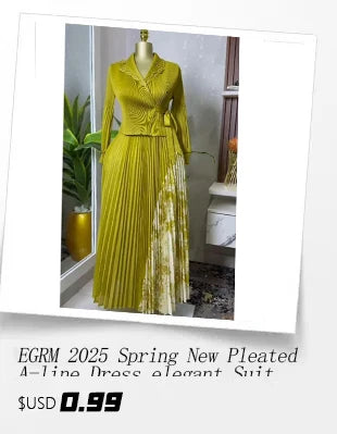 EGRM Miyake Folds Pleated Dress For Women 2025 New Printed Suit Collar Fashion A-line Skirt Elegant Party Women's Clothing 6R578
