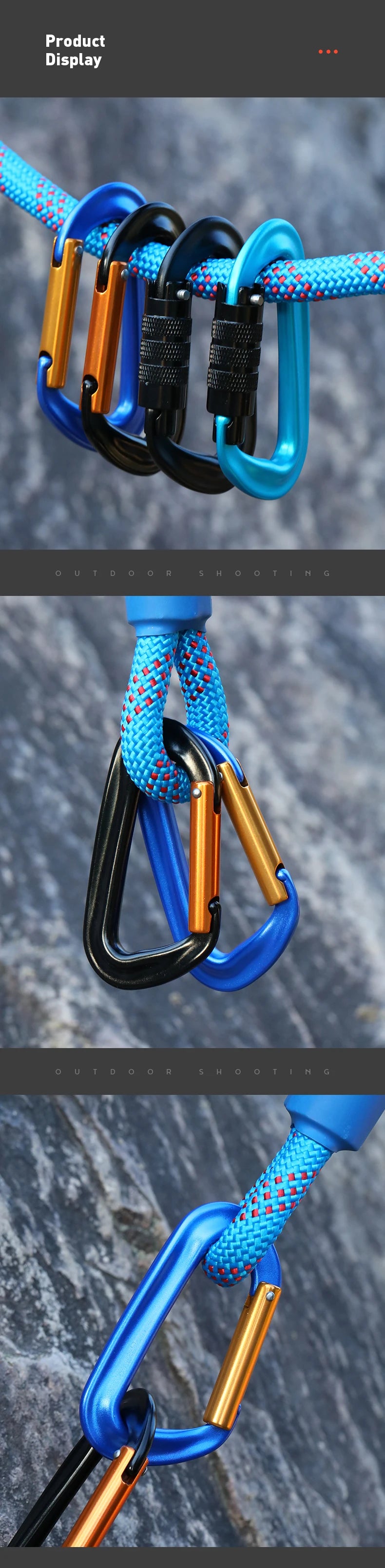 D Shape Safety Carabiner Aluminum Key Hooks
