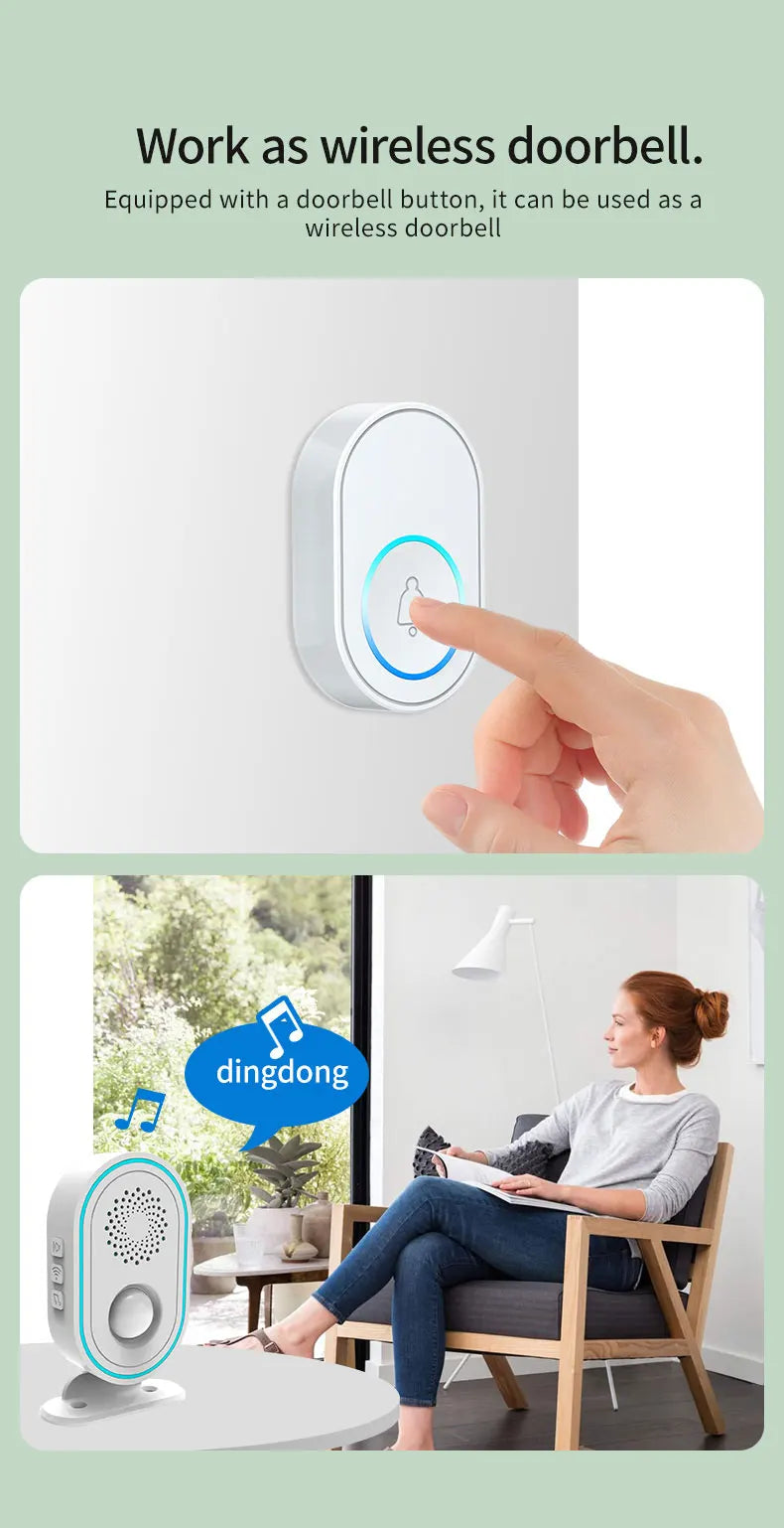 Tuya Wifi Home Security Alarm System Or 433MHz Wireless Receiver Smart Welcome Ding Dong Chime Ringtone PIR Motion Detect Device
