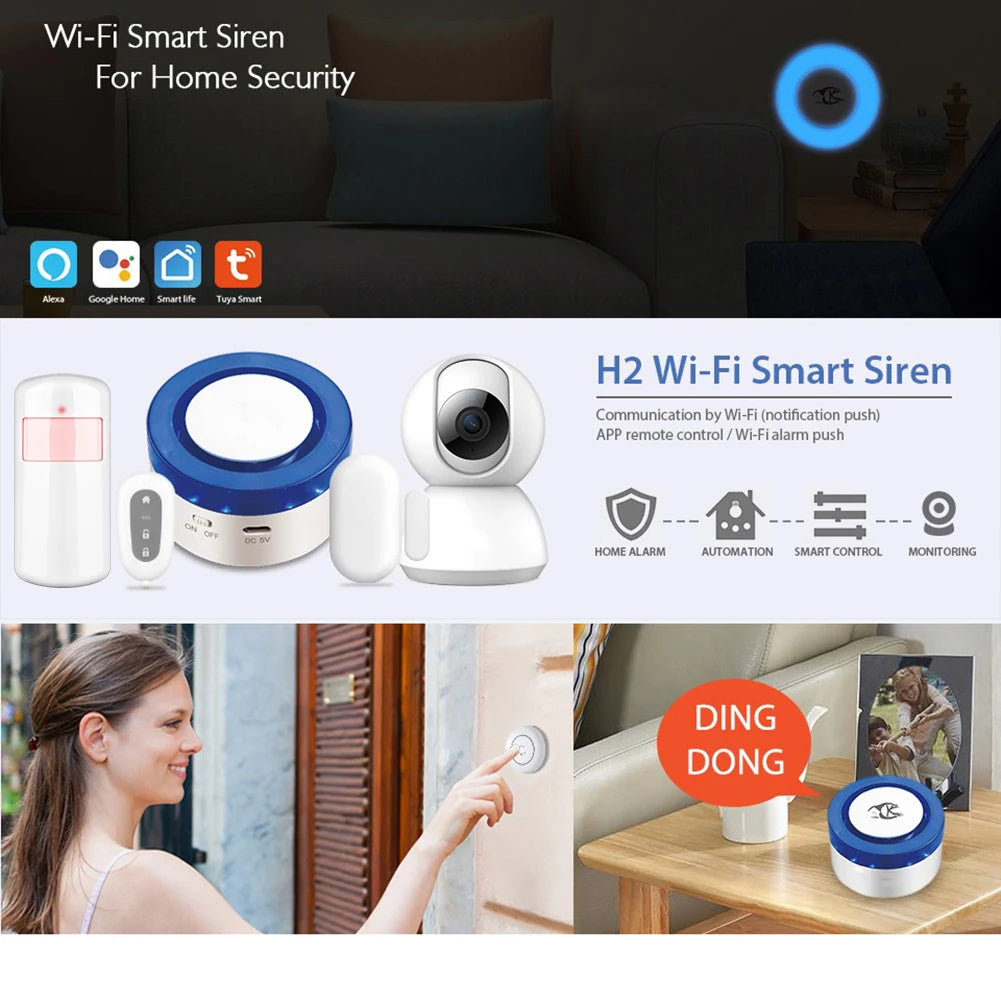 SMARSECUR Tuya Home Security wifi alarm siren for smart life APP WiFi Intruder Burglar System