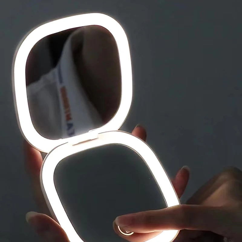 Led Magnifying Small Folding Makeup Mirror
