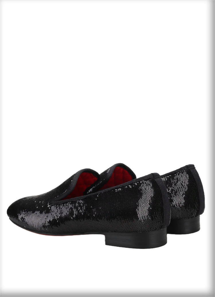 Men's Smoking Slippers With Red Outsole And Sequins for Weddings and Proms